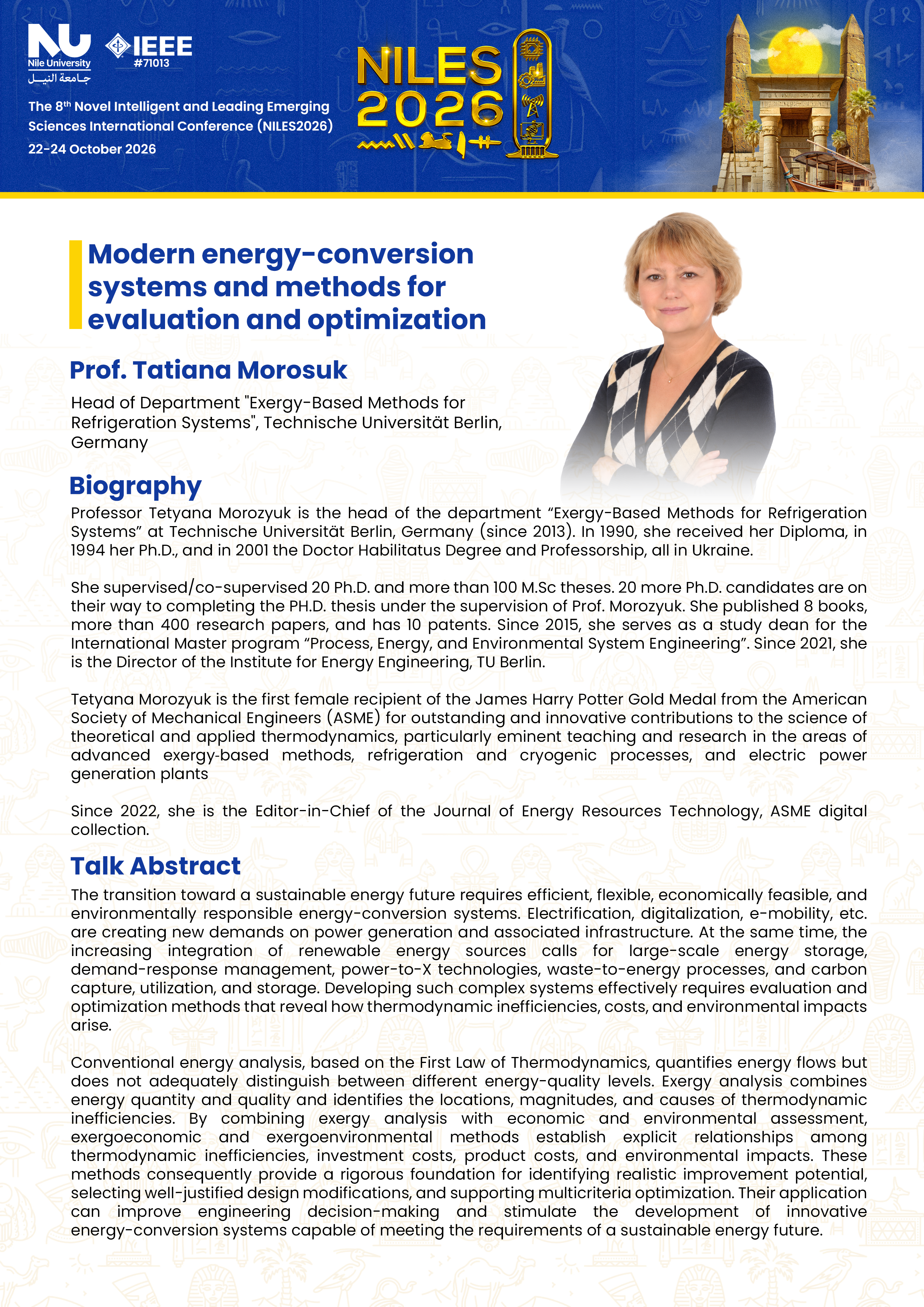 Prof. Tatiana Morosuk Biography and Abstract